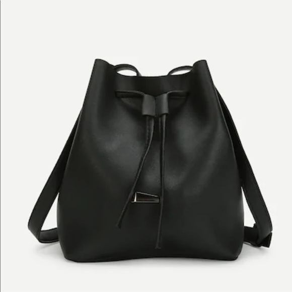 Handbags - Black Drawstring Bucket Bag